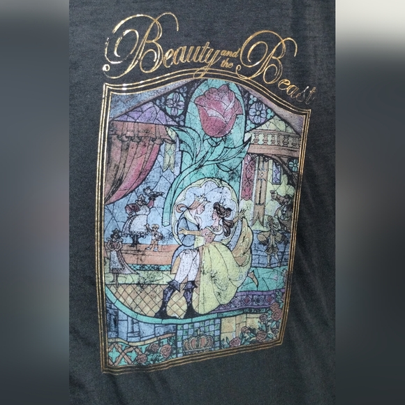 DISNEY'S BEAUTY & THE BEAST SHEER SLEEVELESS TOP/TANK TOP, SIZE LARGE - Picture 7 of 8